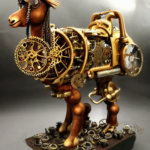 Prompt: a steampunk llama, detailed