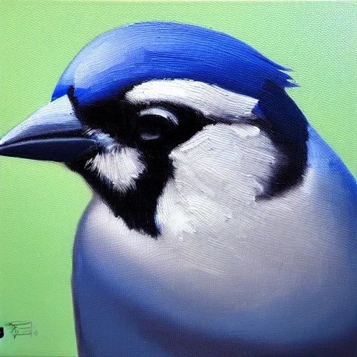 Prompt: trending on artstation, a Blue Jay, oil on canvas