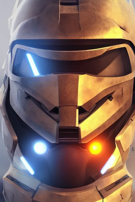 Image similar to robot ninja mask helmet halo master chief radiating a glowing aura global illumination ray tracing hdr fanart arstation by ian pesty and katarzyna da „ bek - chmiel