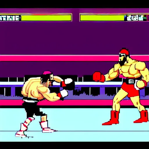 Prompt: macho man randy savage as an opponent in super punch out