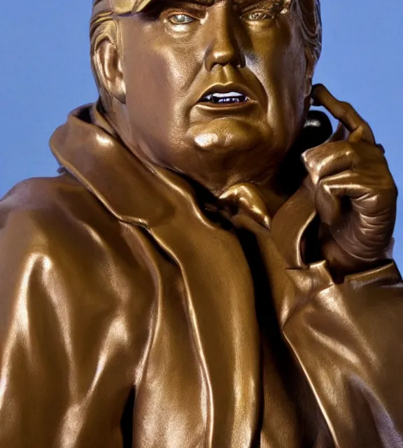 Image similar to a 4 k photorealistic photo medium shot of a bronze statue of donald trump.