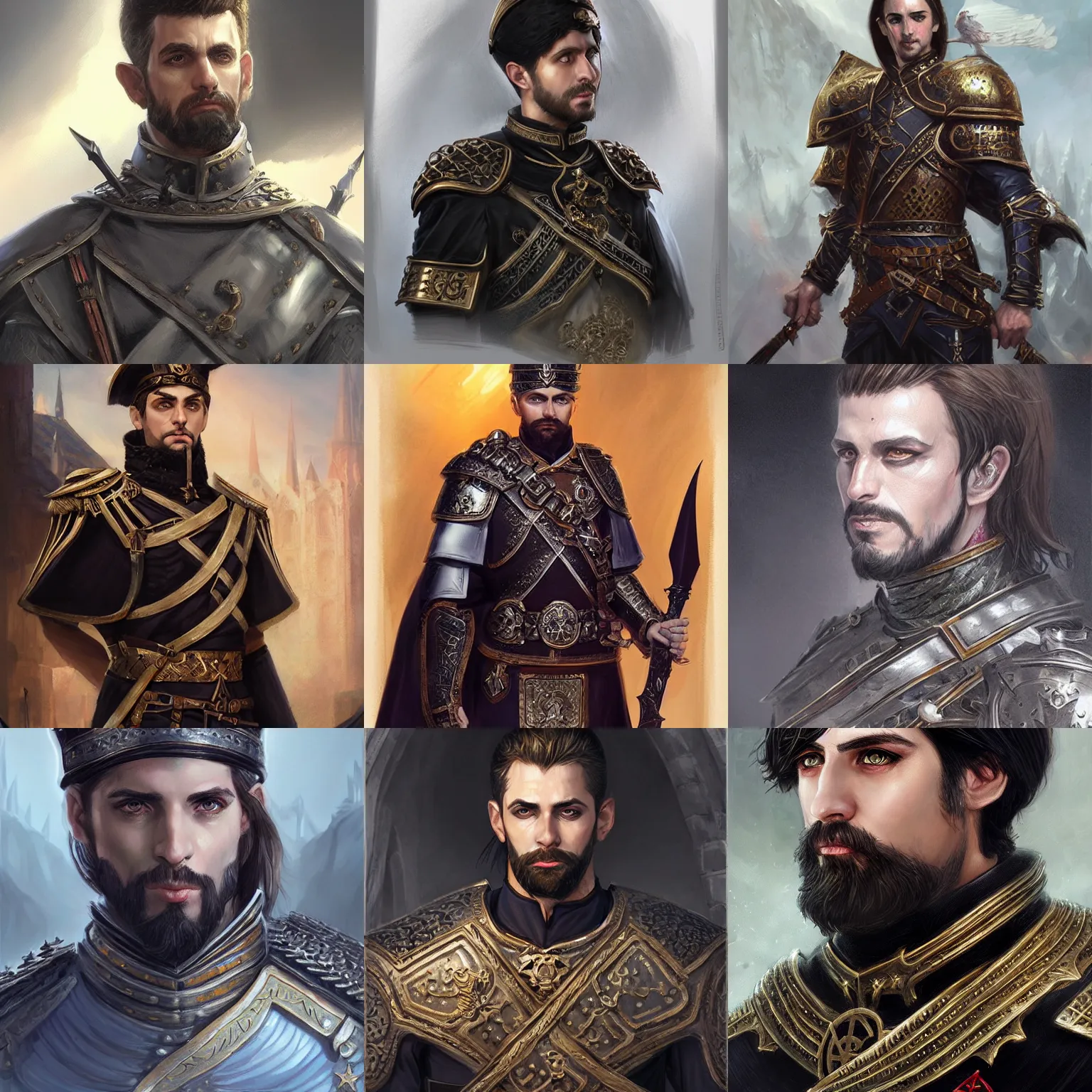 Prompt: male gothic byzantine officer, D&D, fantasy, portrait, highly detailed, digital painting, trending on artstation, concept art, sharp focus, illustration, art by artgerm and greg rutkowski and magali villeneuve