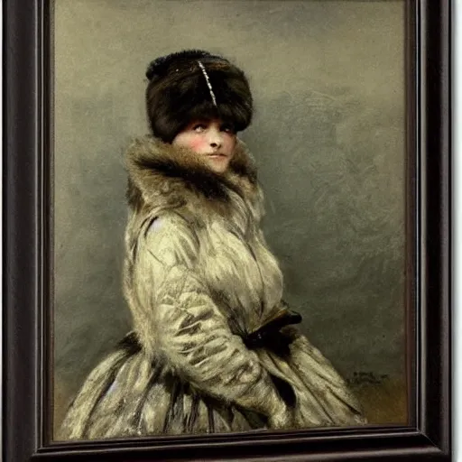 Image similar to female arctic explorer by alfred stevens