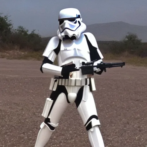 Image similar to still of female stormtrooper posing for the camera