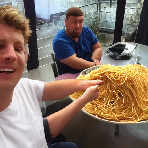 Prompt: time and eric eating spaghetti