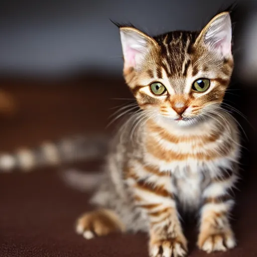 Prompt: A Close up photograph of a Cute brown tabby kitten, 8k, UltraHD