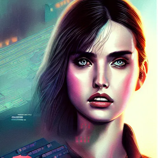 Prompt: portrait of ana de armas from blade runner 2049 (2019) by artgerm, random background scene