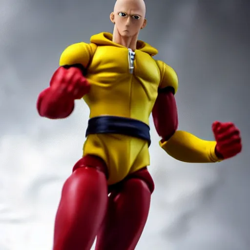 Image similar to saitama action figure. studio shot, ultra realistic. photo. photorealistic. hyper detailed. high resolution, 8 k