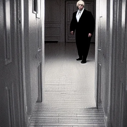 Prompt: Boris Johnson, film still from the movie The Shining