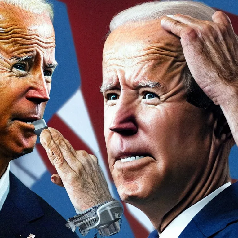 Prompt: joe biden sniffing boards of canada, album cover art, highly detailed