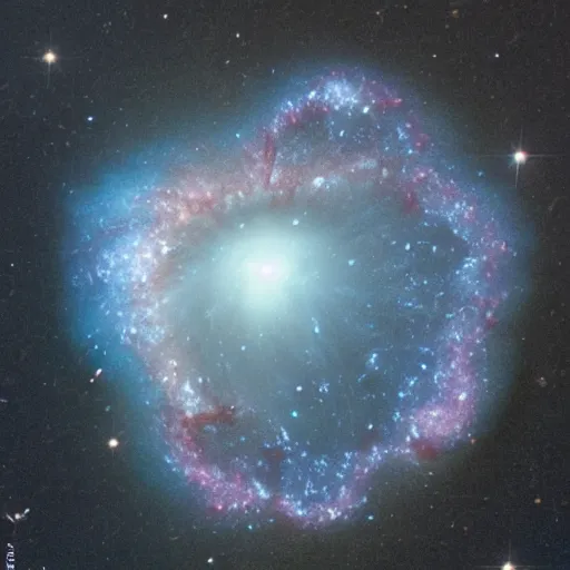 Prompt: deep space skull shaped galaxy as seen by space telescope, highly detailed photo