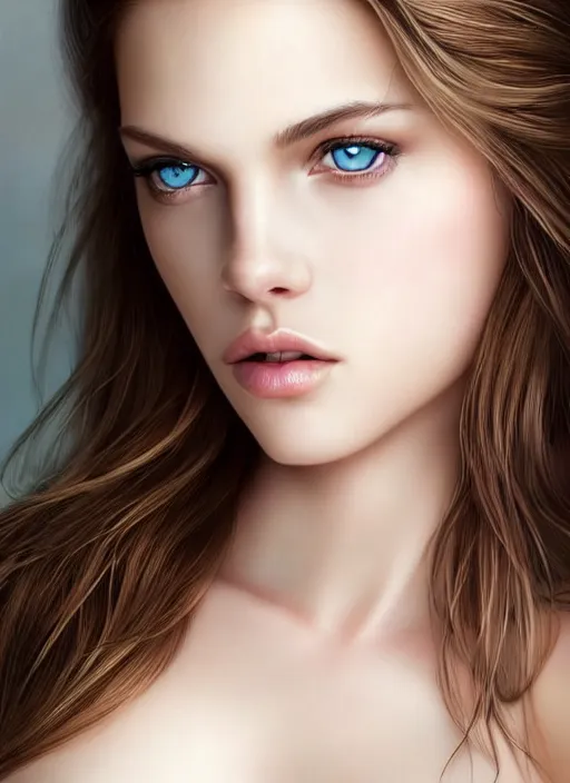 Image similar to a gorgeous female photo, professionally retouched, soft lighting, realistic, smooth face, full body shot, torso, perfect eyes, intriguing look, enticing, romantic, agitated appearance, untidy, playful, sharp focus on eyes, 8 k, high definition, insanely detailed, intricate, elegant, art by artgerm and j scott campbell