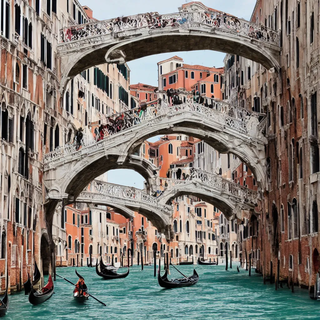 Prompt: the bridges of venice as the accent oh the city