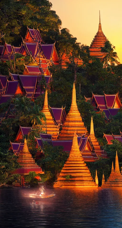 Image similar to Thaïlande at nights, 4k, trading on artstation