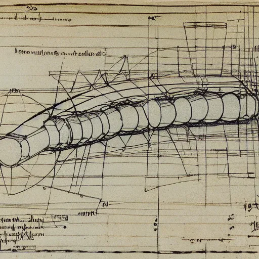 Prompt: leonardo da vinci blueprint sketch of the large hadron collider