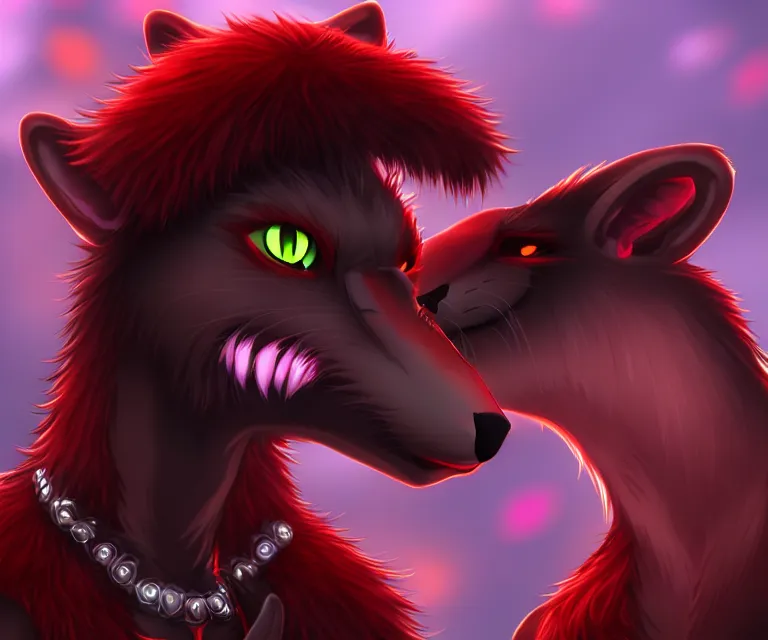 Image similar to furry - male - red - black - weasel - necromancer - fursona uhd ue 5 visual novel pc game expressions