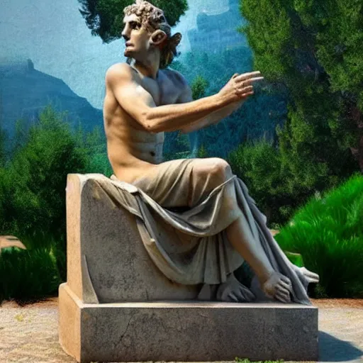 Prompt: greek statue of fantasy elves