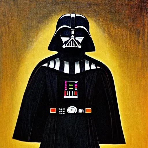 Prompt: painting of darth vader by leonardo da vinci