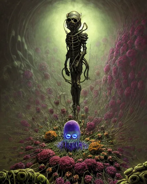 Prompt: the platonic ideal of flowers, rotting, insects and praying of cletus kasady carnage thanos davinci dementor wild hunt chtulu mandelbulb fritz the cat doctor manhattan bioshock, caustic, ego death, decay, dmt, psilocybin, concept art by randy vargas and greg rutkowski and zdzisław beksinski