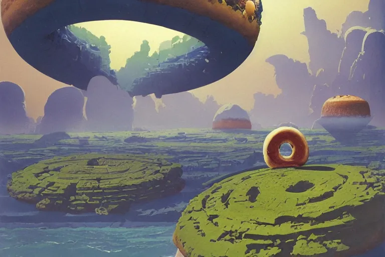 Prompt: The earth in the shape of a donut by Chris Foss ,raphael lacoste, andreas rocha, john harris, artstation