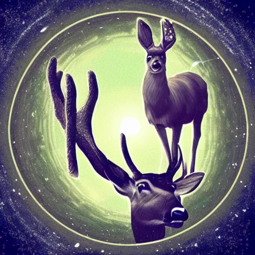 Image similar to deer in the style of no man's sky