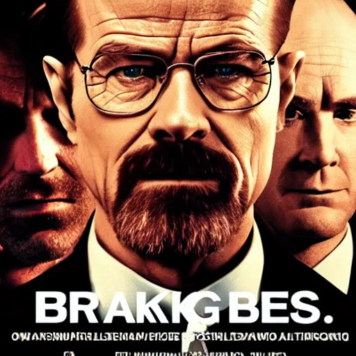 Prompt: Breaking Bad Reboot Starring Willem Dafoe, Chris Pine, and Bob Odenkirk, movie poster, low quality bootleg.