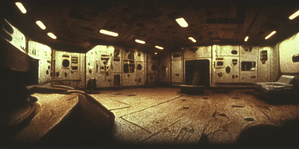 Image similar to detailed medium format photo, polaroid still from tarkovsky movie, interior of a 1 9 7 0's sci - fi film spaceship, haze, high production value, intricate details, 8 k resolution, hyperrealistic, hdr, photorealistic, high definition, tehnicolor, award - winning photography, masterpiece, amazing colors