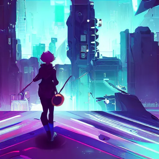 Image similar to stylish colors. Sci-fi cityscape in style of cytus and deemo, mysterious vibes, set in half-life 2, beautiful with eerie vibes, very inspirational, very stylish, surrealistic, perfect digital art, mystical journey in strange world, bastion game