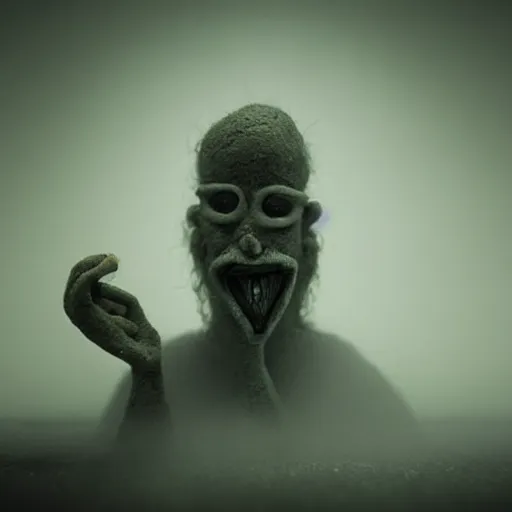 Image similar to the world between insanity and reality, surrealistic detailed claymation art, dark, moody, foggy