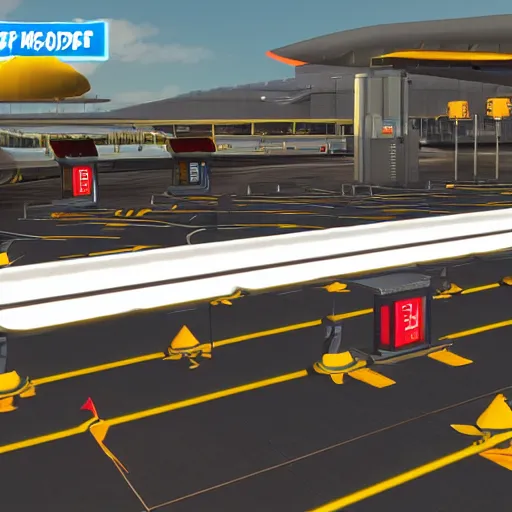 Image similar to screenshot from a 3 d video game about airport conveyor belts