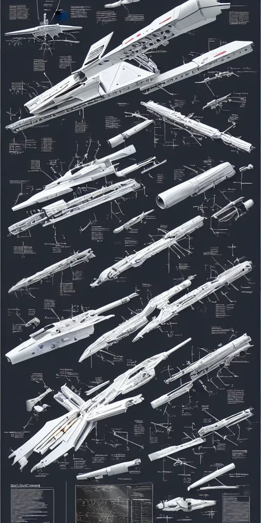 Prompt: photorealistic poster of the pegasus from battlestar galactica ( 2 0 0 4 ). exploded view, ultra - detailed, scientific schematics, blueprint, hyperdetailed vector technical documents, callouts, archviz, legend,