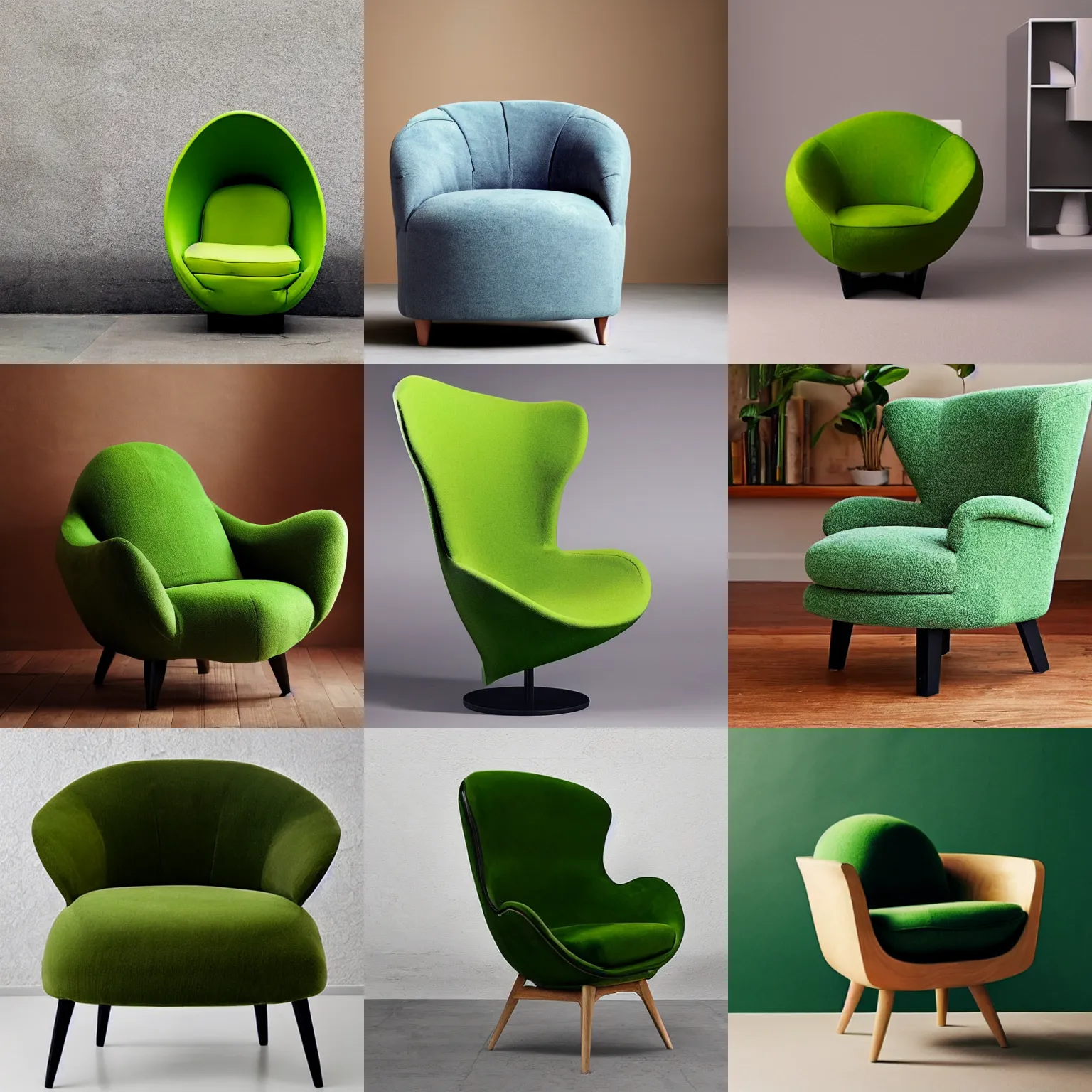 Image similar to an armchair in the shape of an avocado