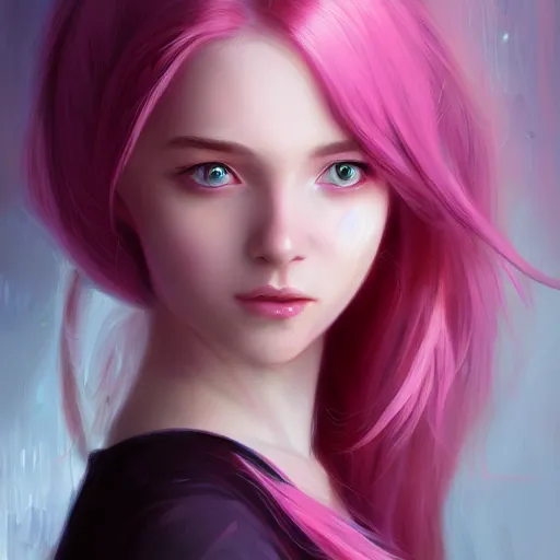 Image similar to teen girl, pink hair, gorgeous, amazing, elegant, intricate, highly detailed, digital painting, artstation, concept art, sharp focus, illustration, art by Ross tran