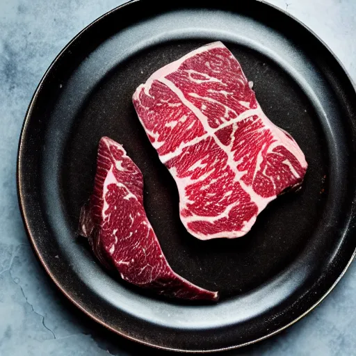 Image similar to skull plate wagyu steak perfect sear macro gourmet food photography