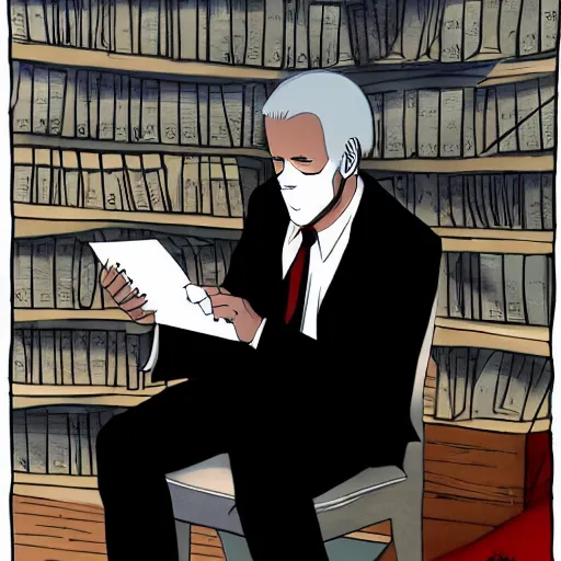 Image similar to joe Biden holding death note, anime style