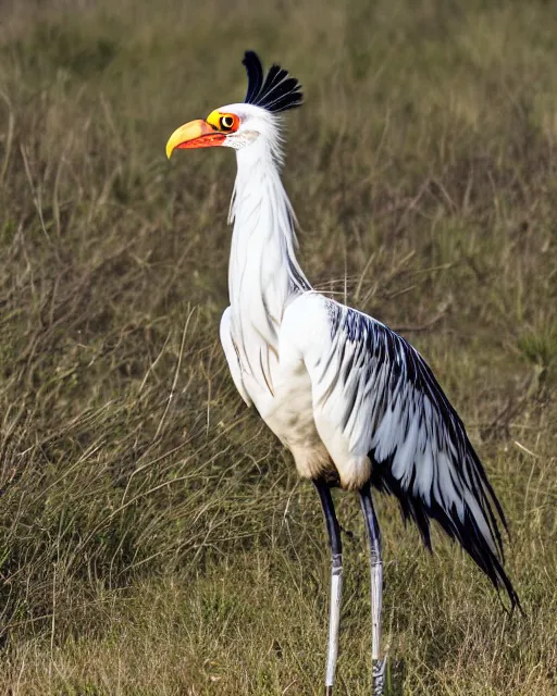 Image similar to closeup picture of secretary bird in savannah, captured on iphone, dlsr, photography