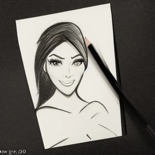 Image similar to milt kahl pencil sketch of kim kardashian