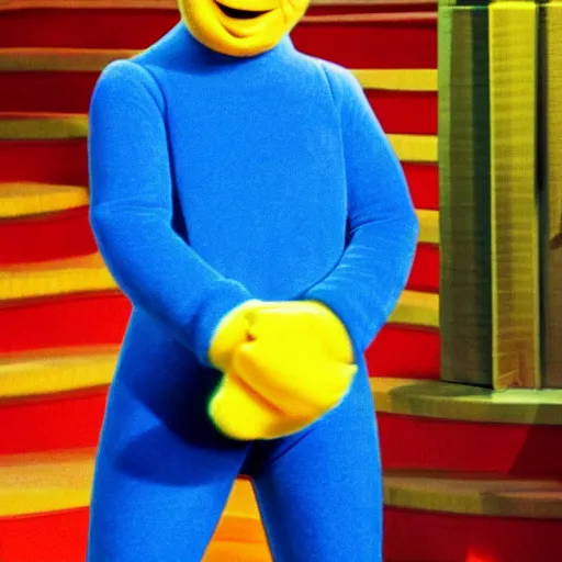 Image similar to Rick Astley as a teletubby, ultra HD, Ultra realistic, 8k