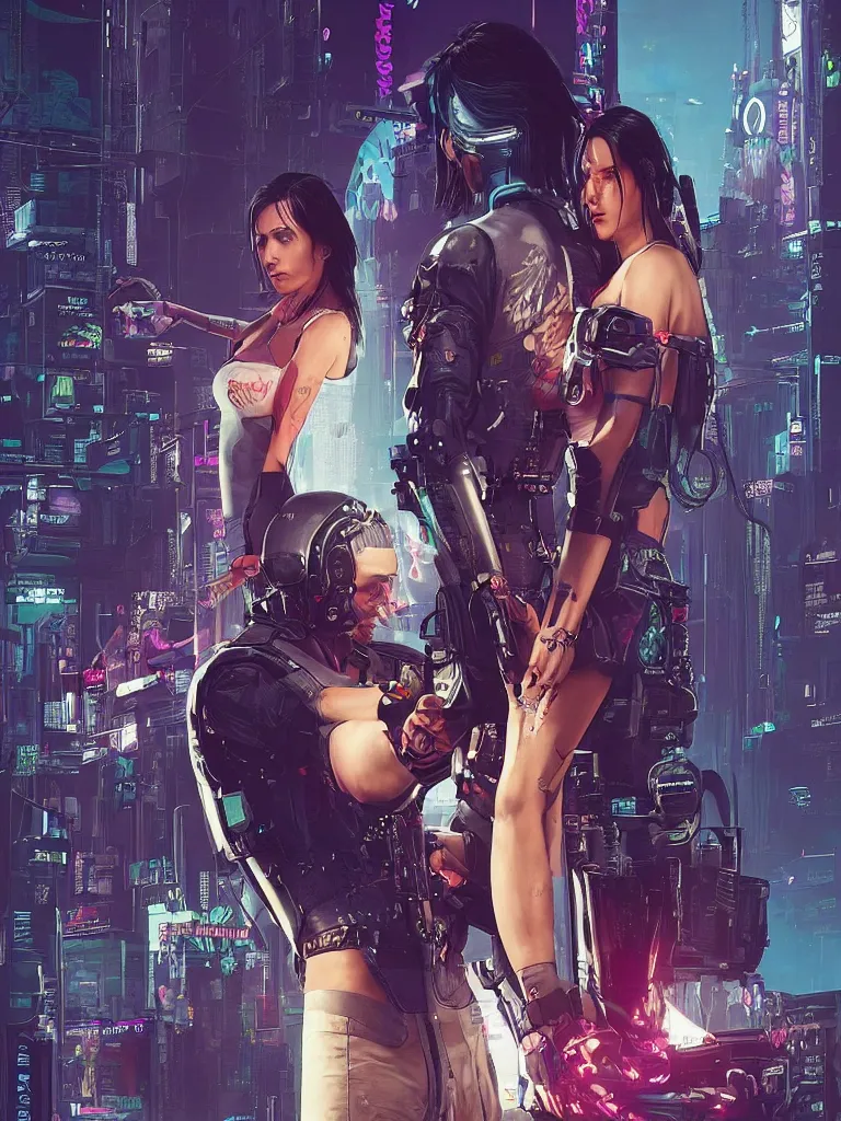 Image similar to a cyberpunk 2077 couple portrait of Keanu Reeves as Johnny Silverhand and female V in daily life ,love story, pray, hug, hold, kiss, film lighting, by Josan Gonzalez,Andrei Riabovitchev, Tom Bagshaw,Laurie Greasley, Dan Mumford, John Wick, Speed, Replicas, Destination Wedding, The Lake House, artstation, full of color, Digital painting, face enhance, highly detailed,8K, octane, golden ratio, cinematic lighting