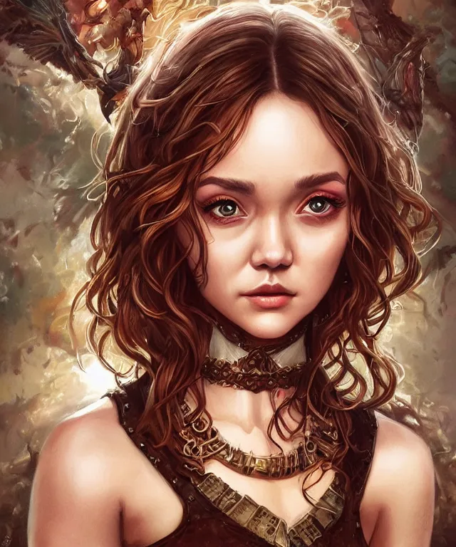 Image similar to epic fantasy portrait of olivia cooke, lowbrow painting by Artgerm