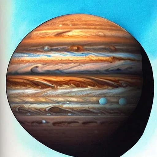 Image similar to jupiter, concept art, illustrated, highly detailed, high quality, bright colors, optimistic,