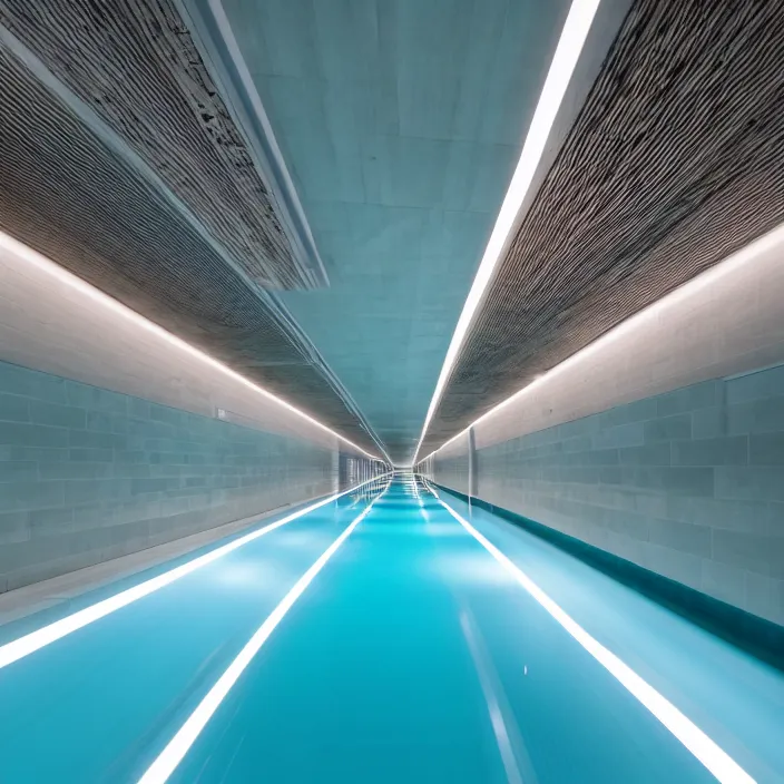 Prompt: photo of endless underground pool corridors highly detailed 8 k hdr smooth sharp focus high resolution award - winning photo
