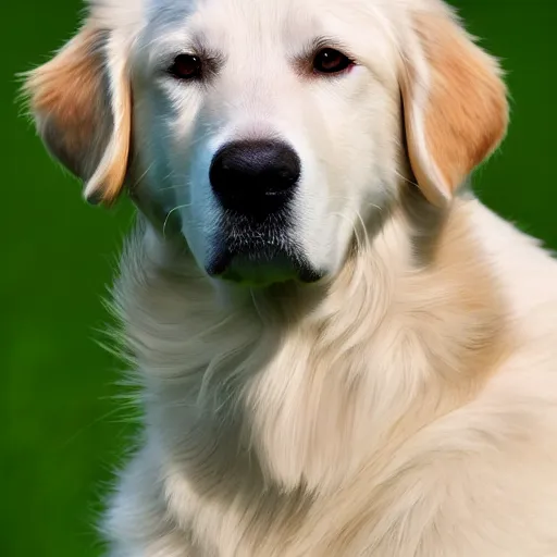 Image similar to 4K HD, high detail photograph, shot with Sigma f/ 4.2 , 250 mm sharp lens, shallow depth of field, subject= White golden retriever, consistent, high detailed light refraction, high level texture render