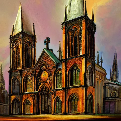 Prompt: A painting of an old Eastern-European Cathedral, gothic art, 4k, artstaion