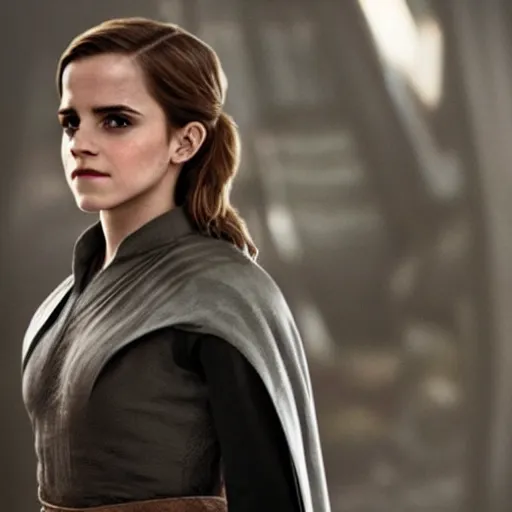 Image similar to emma watson as a jedi knight, high high high quality