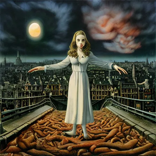 Image similar to photorealistic vampire art by paul delvaux, james christensen, rob gonsalves and tim white