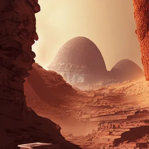 Prompt: ancient city on mars with water, digital art, realistic, detailed, artstation