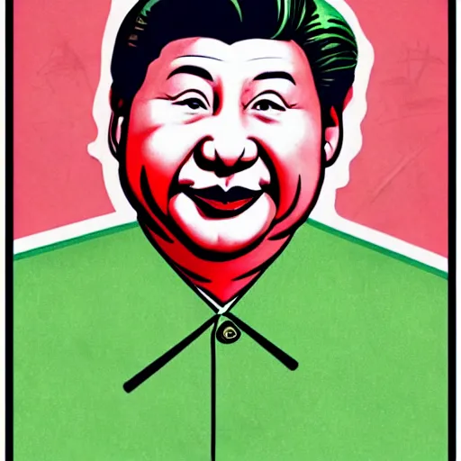 Image similar to xi jinping as communist clown, clown, soviet propaganda style, vivid colors, detailed lines, dominating red color, detailed portrait, poster style