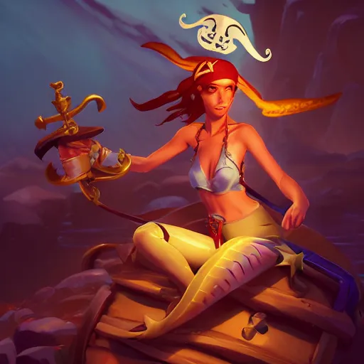 Image similar to jack the pirate mermaid on sea of thieves game avatar hero, behance hd by jesper ejsing, by rhads, makoto shinkai and lois van baarle, ilya kuvshinov, rossdraws global illumination