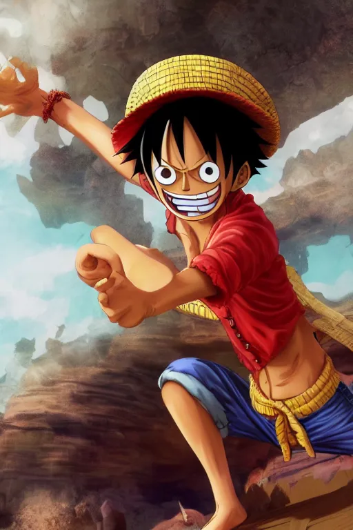 aerial photo of luffy, by shunji dodo, 8 k resolution